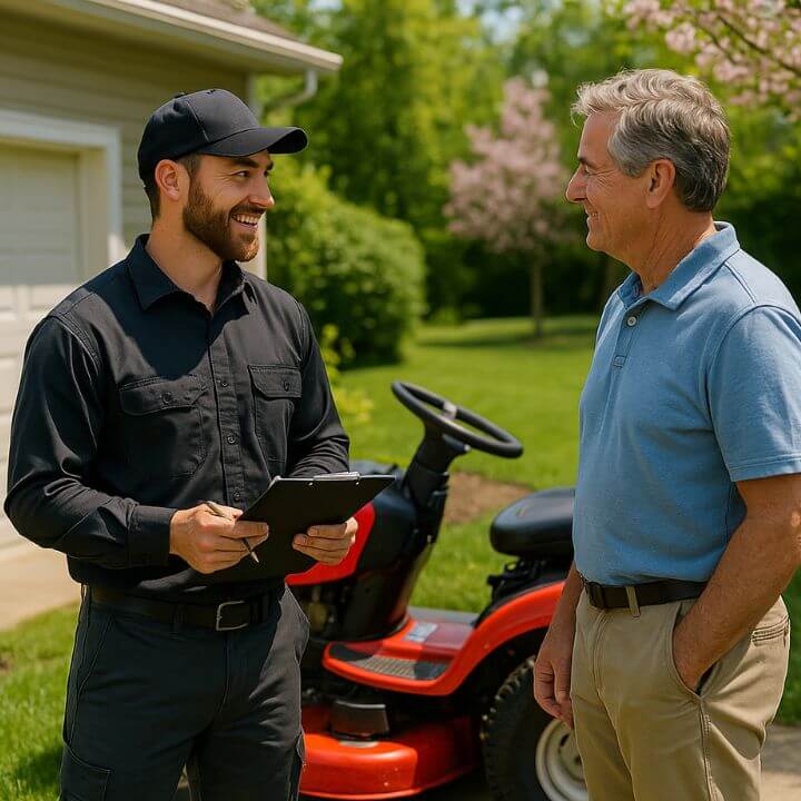 technician reviewing service details