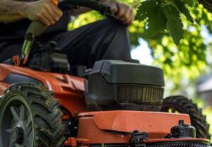riding mower under tree shade