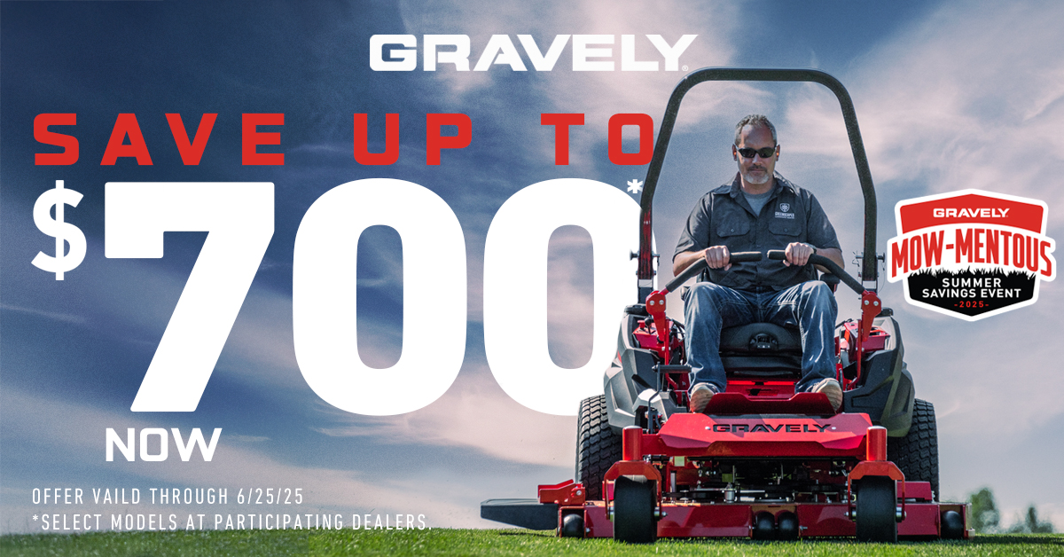Save up to $700 on Gravely® zero-turn lawn mowers