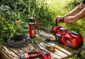 hedge trimmer maintenance in garden