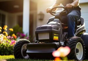 man mowing vibrant yard