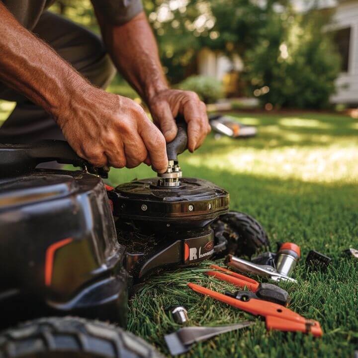 mower maintenance on grass