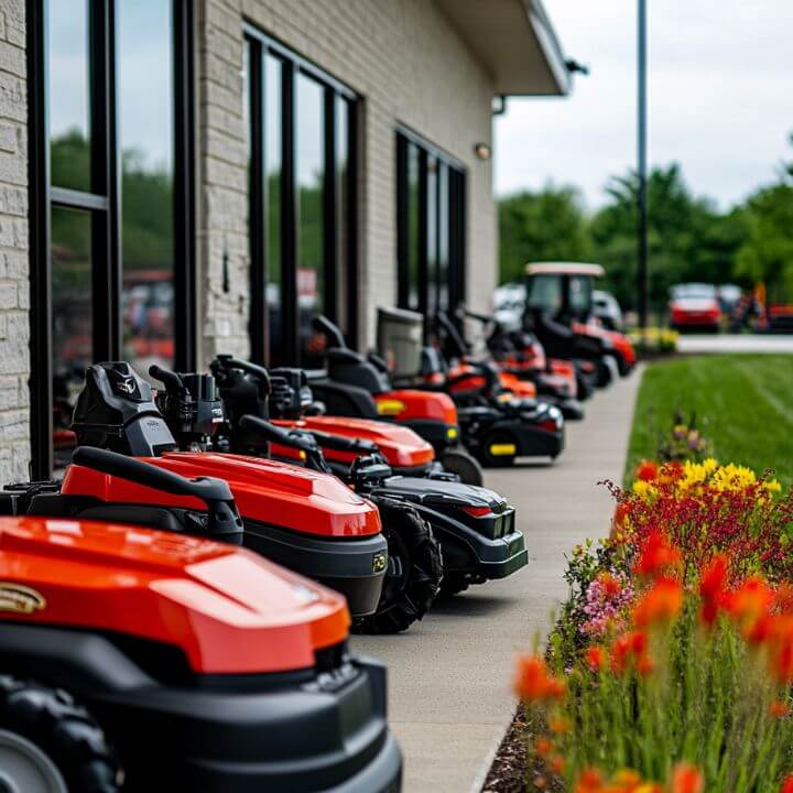 outdoor mower display row