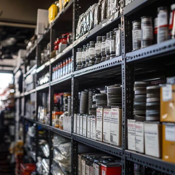 power equipment parts storage shelves