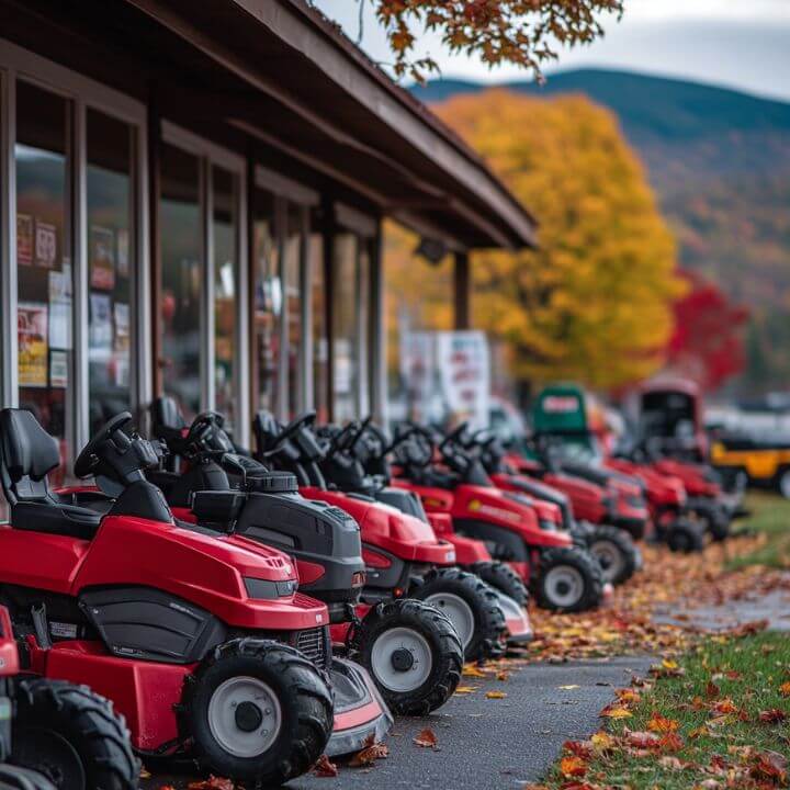 red riding mowers on display