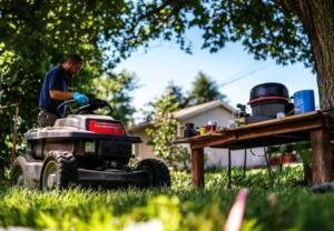 summer mower maintenance scene