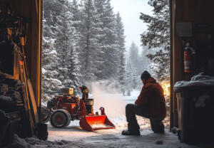 winter snowblower prep scene