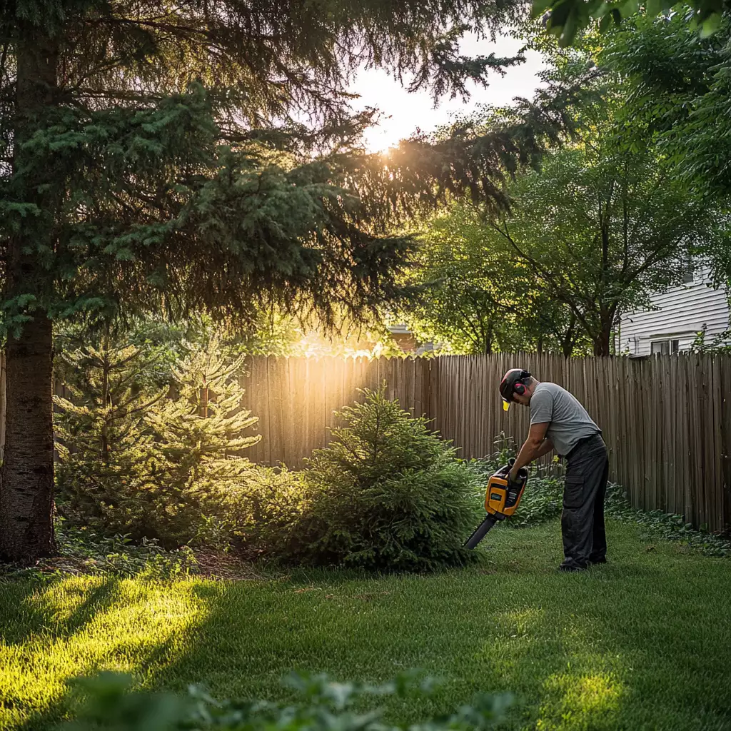 Man using the chain saw