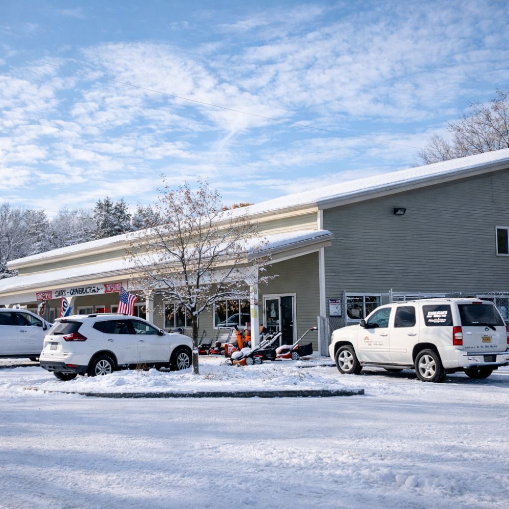 Exterior of a New Hampshire power equipment dealership during winter