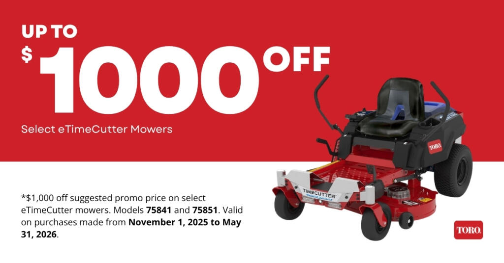 Toro $1000 off Select eTimeCutter Mowers