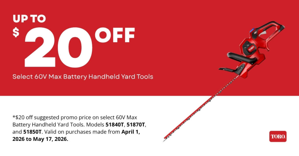 Toro $20 Off Select 60V Max Battery
Handheld Yard Tools