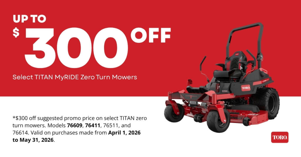 Toro $300 Off Select TITAN MyRIDE Zero Turn Mowers