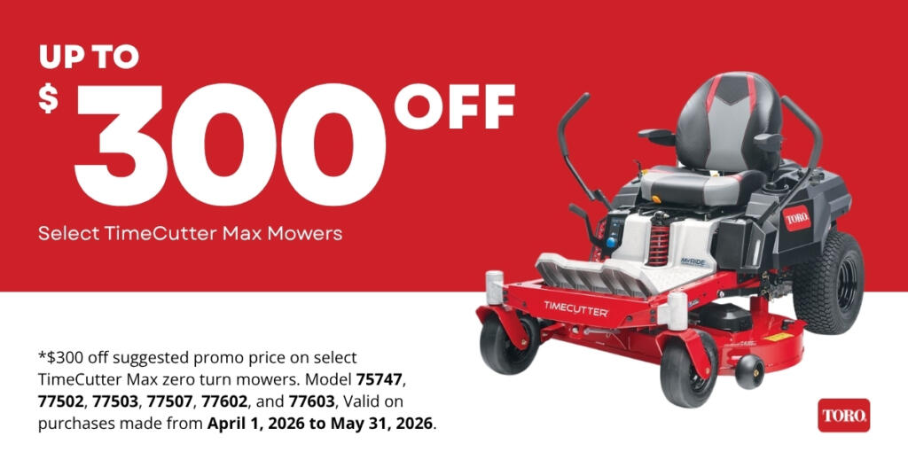 Toro $300 off Select TimeCutter Max Mowers