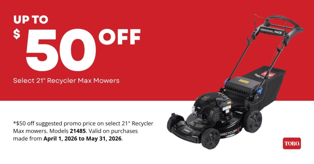 Toro $50 Off Select 21" Recycler Max Mowers
