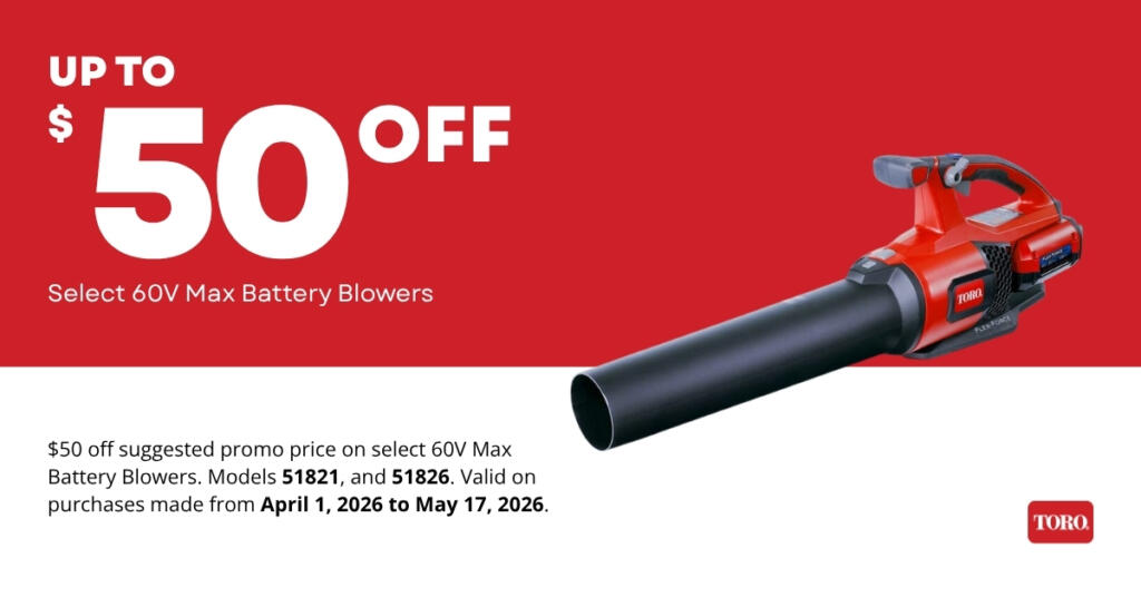 Toro $50 Off Select 60V Max Battery Blowers