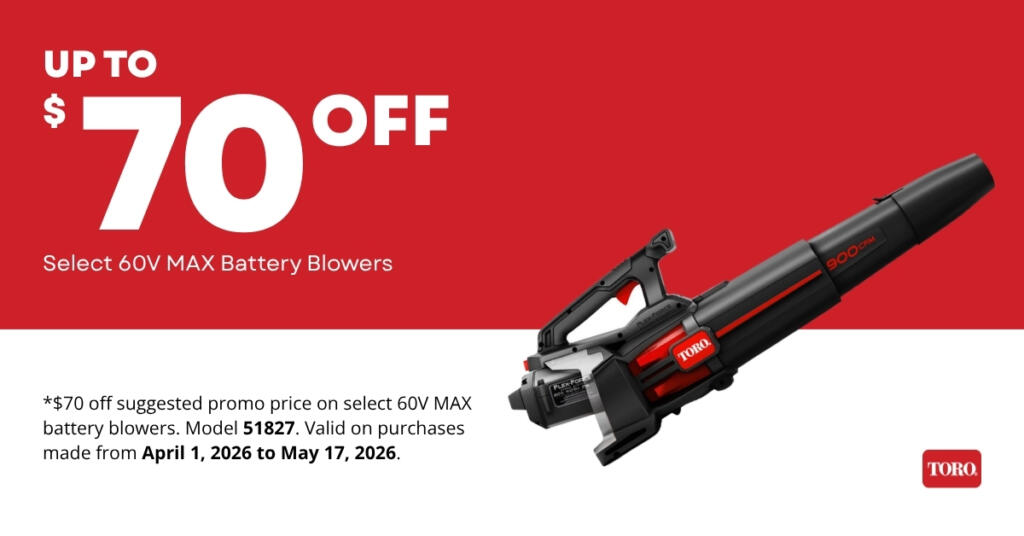 Toro $70 Off Select 60V MAX Battery Blowers