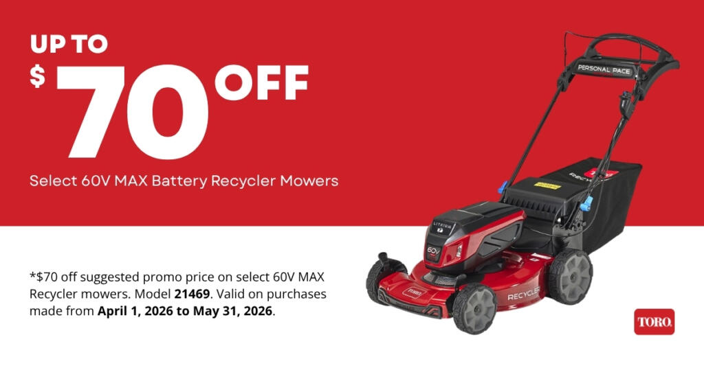 Toro $70 Off Select 60V MAX Battery Recycler Mowers