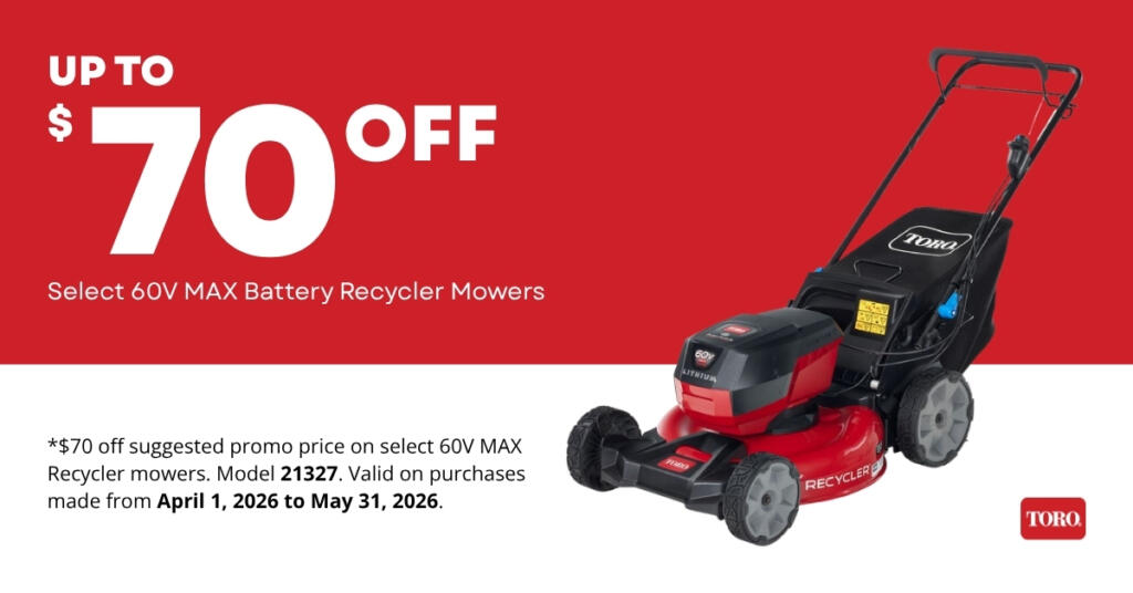 Toro $70 Off Select 60V MAX Battery Recycler Mowers