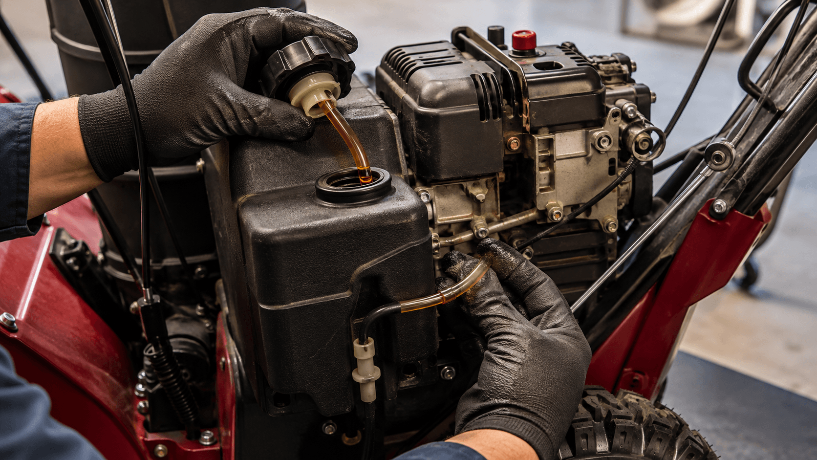 Checking snow blower fuel line before winter New Hampshire