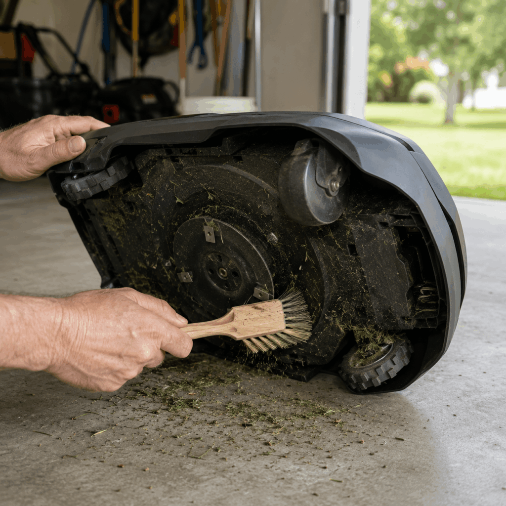 cleaning robotic lawn mower before winter storage NH