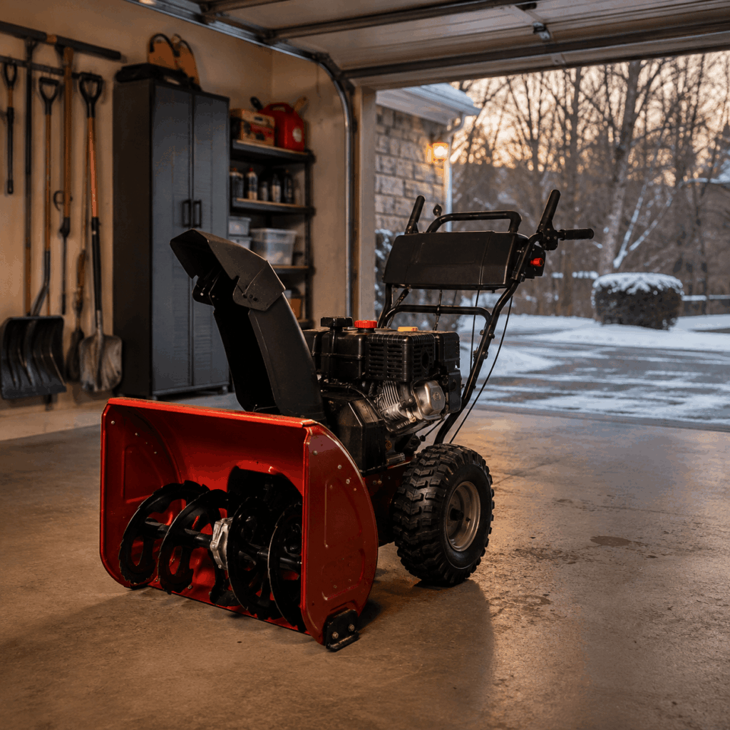 Snow blower ready for winter New Hampshire garage